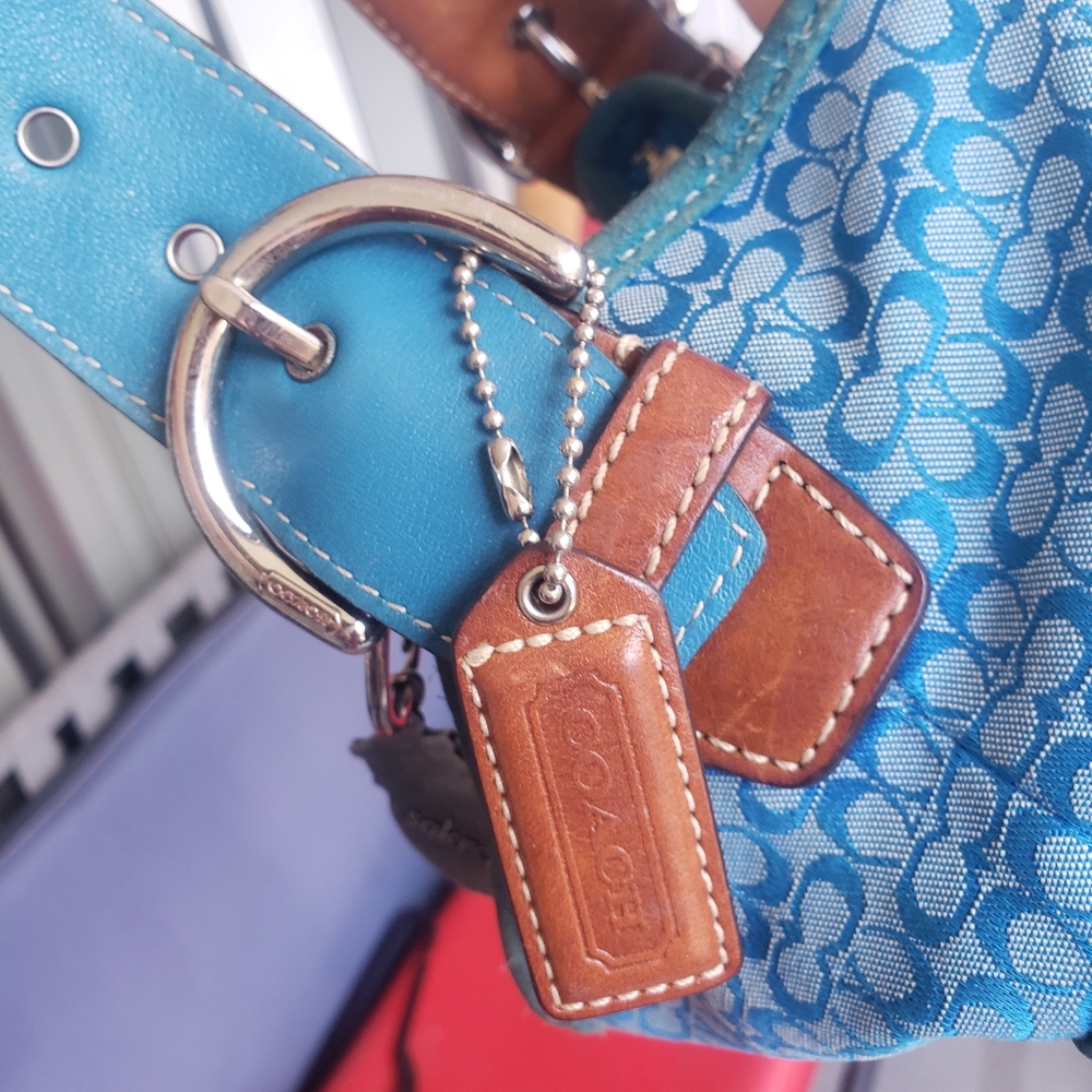 Coach Y2k Soho signature jacquard Blue canvas and suede mini hobo Bag - Picture 11 of 11